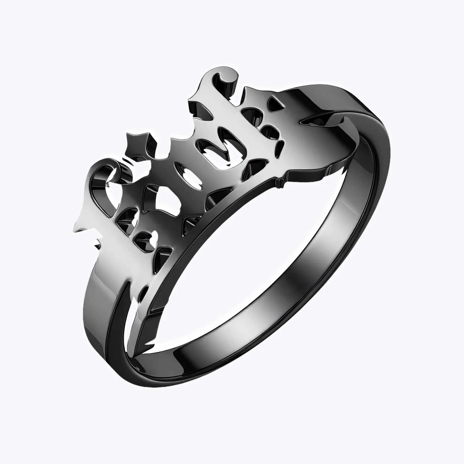 Personalized Halloween Broomstick Gothic Name Ring