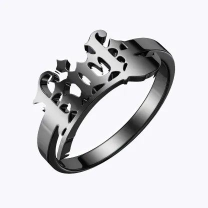 Personalized Halloween Broomstick Gothic Name Ring