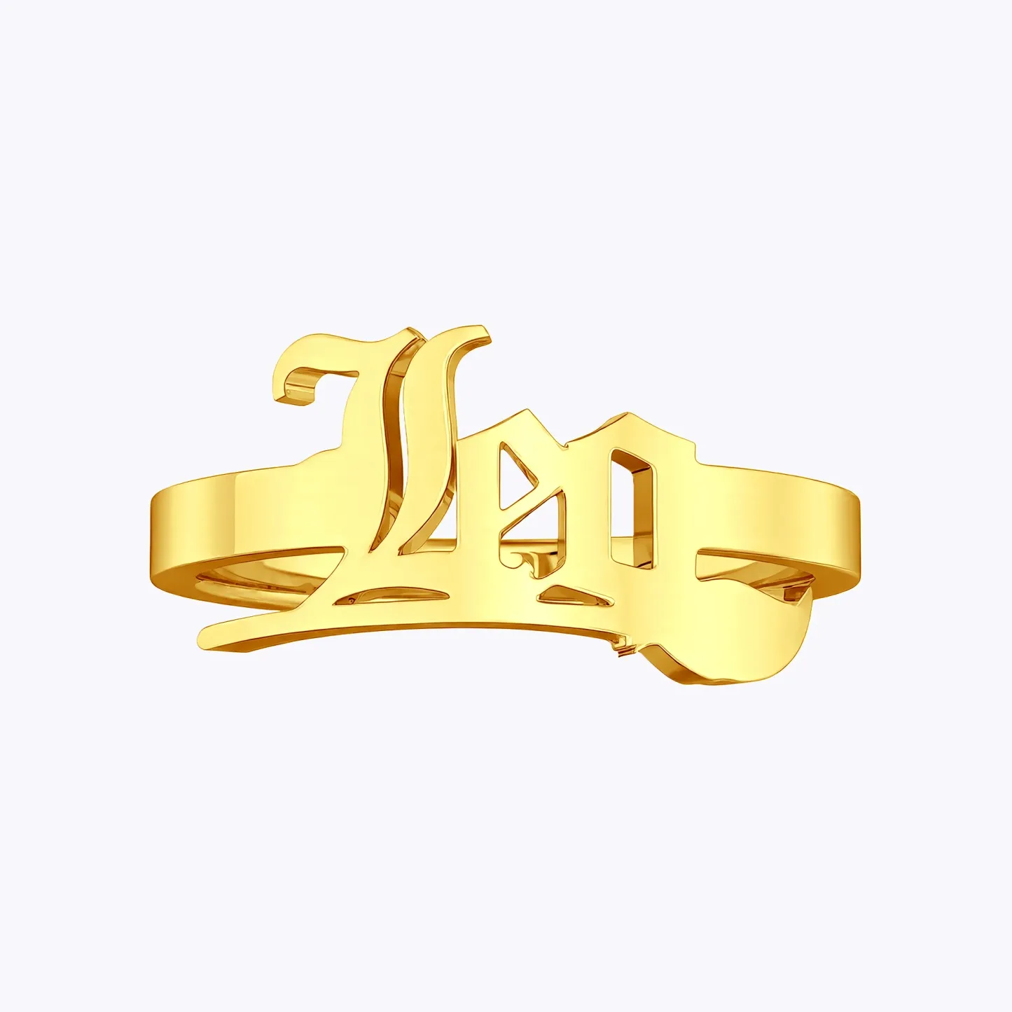 Personalized Halloween Broomstick Gothic Name Ring