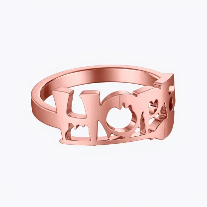 Personalized Halloween Broomstick Gothic Name Ring