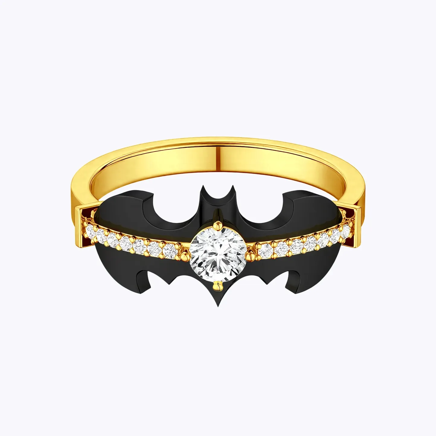 Personalized Halloween Candy Gothic Name Necklace and Bat Birthstone Ring Set