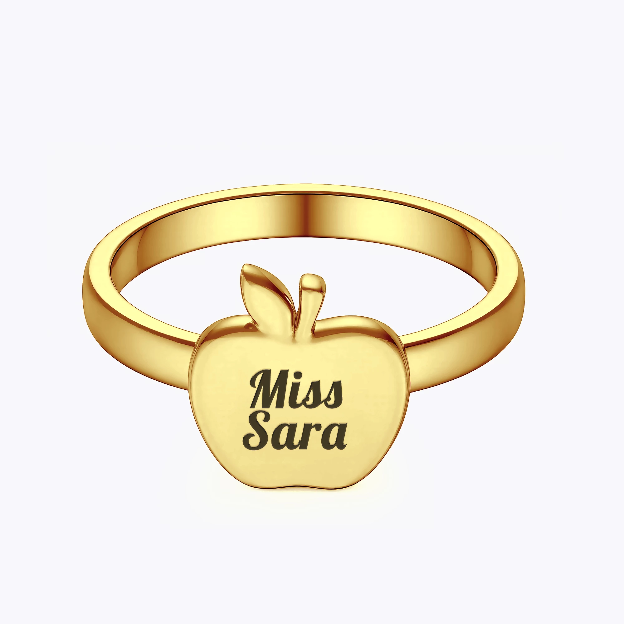 Personalized Apple Shape Ring for Teachers