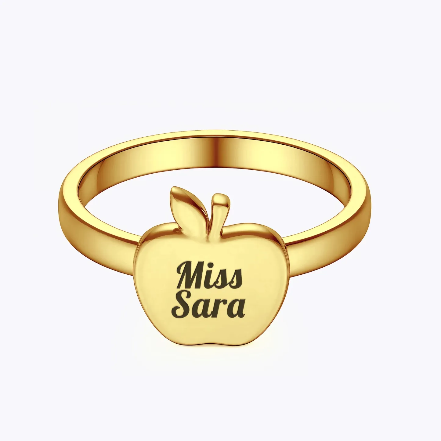 Personalized Apple Shape Ring for Teachers