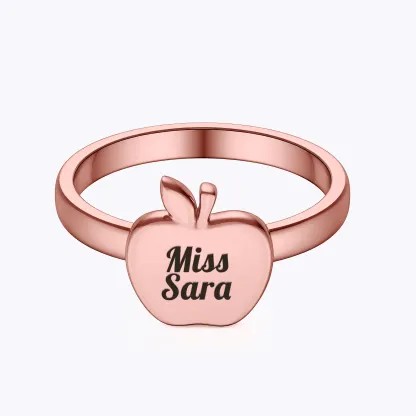 Personalized Apple Shape Ring for Teachers