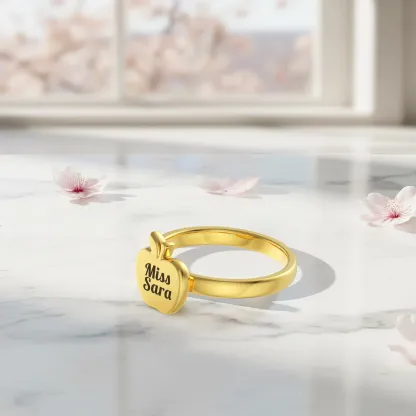 Personalized Apple Shape Ring for Teachers