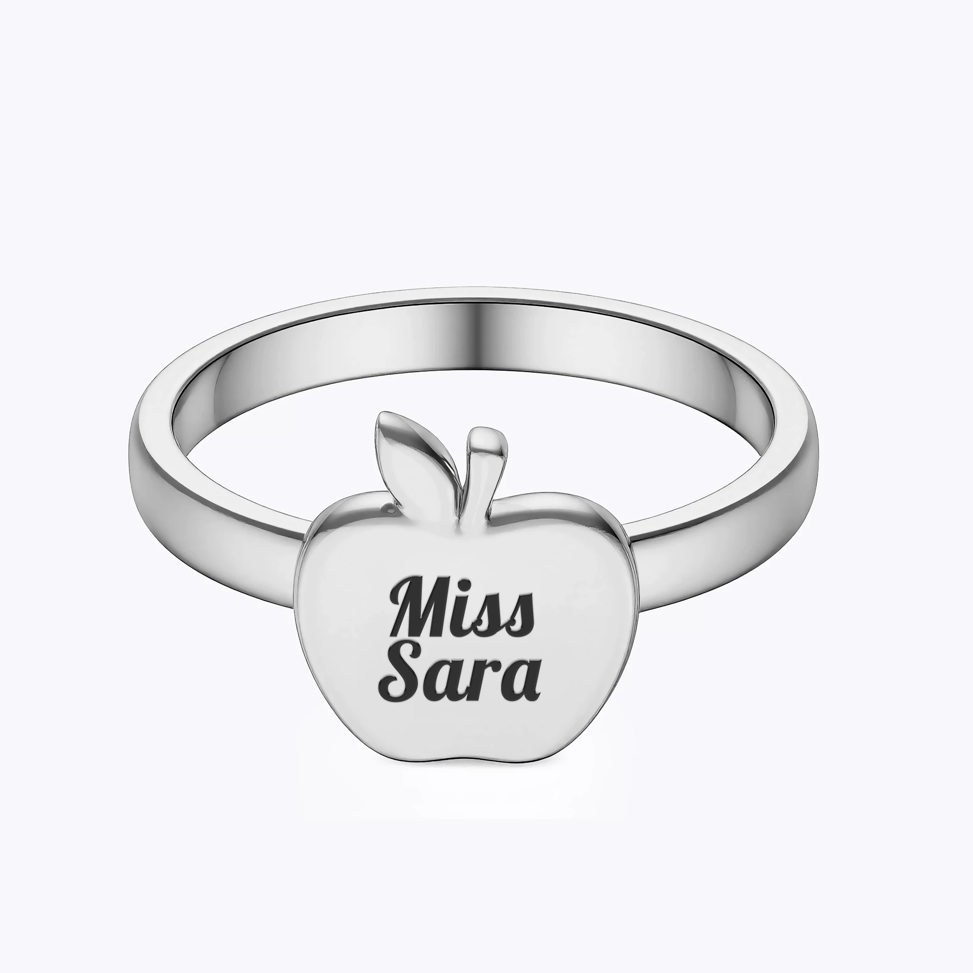 Personalized Apple Shape Ring for Teachers