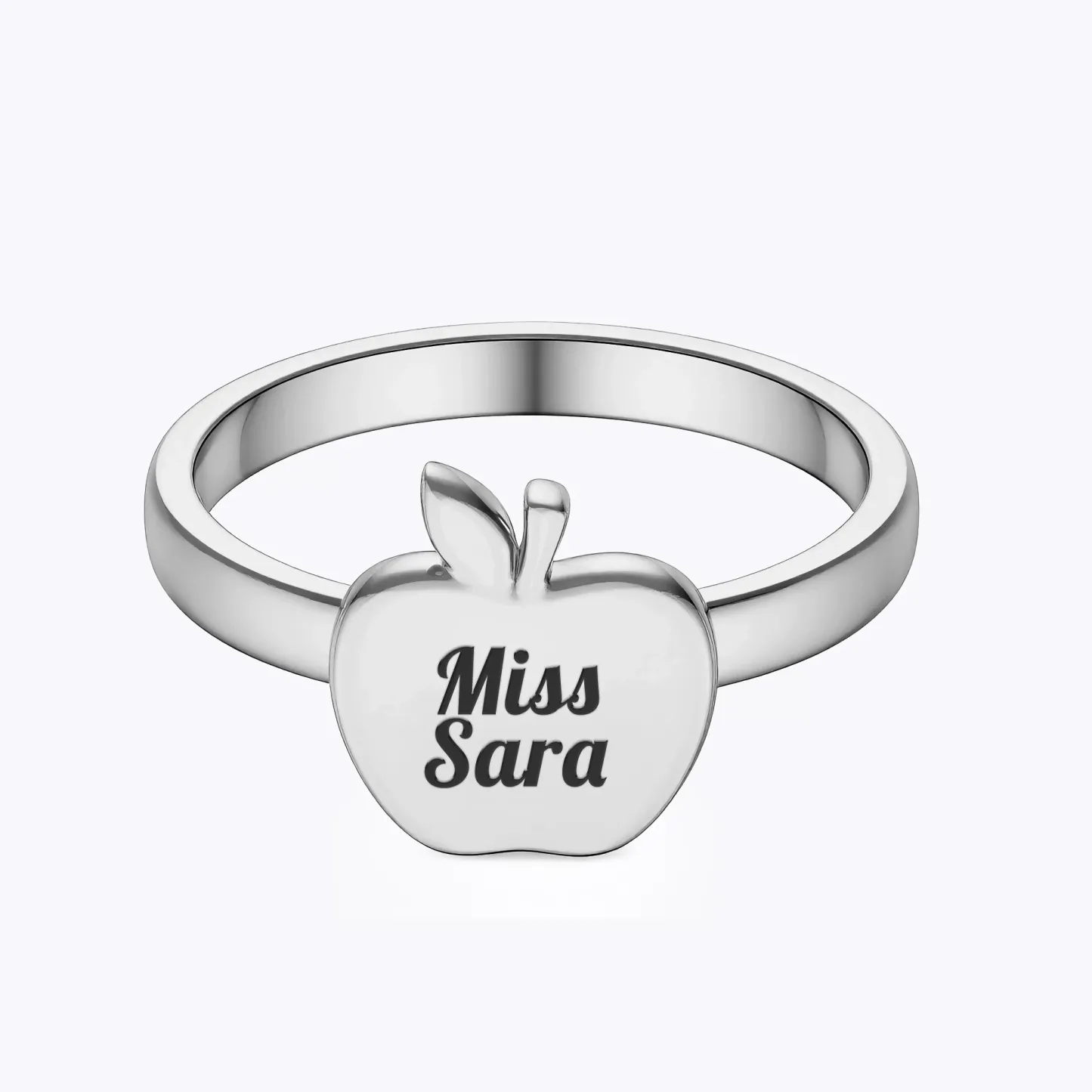 Personalized Apple Shape Ring for Teachers