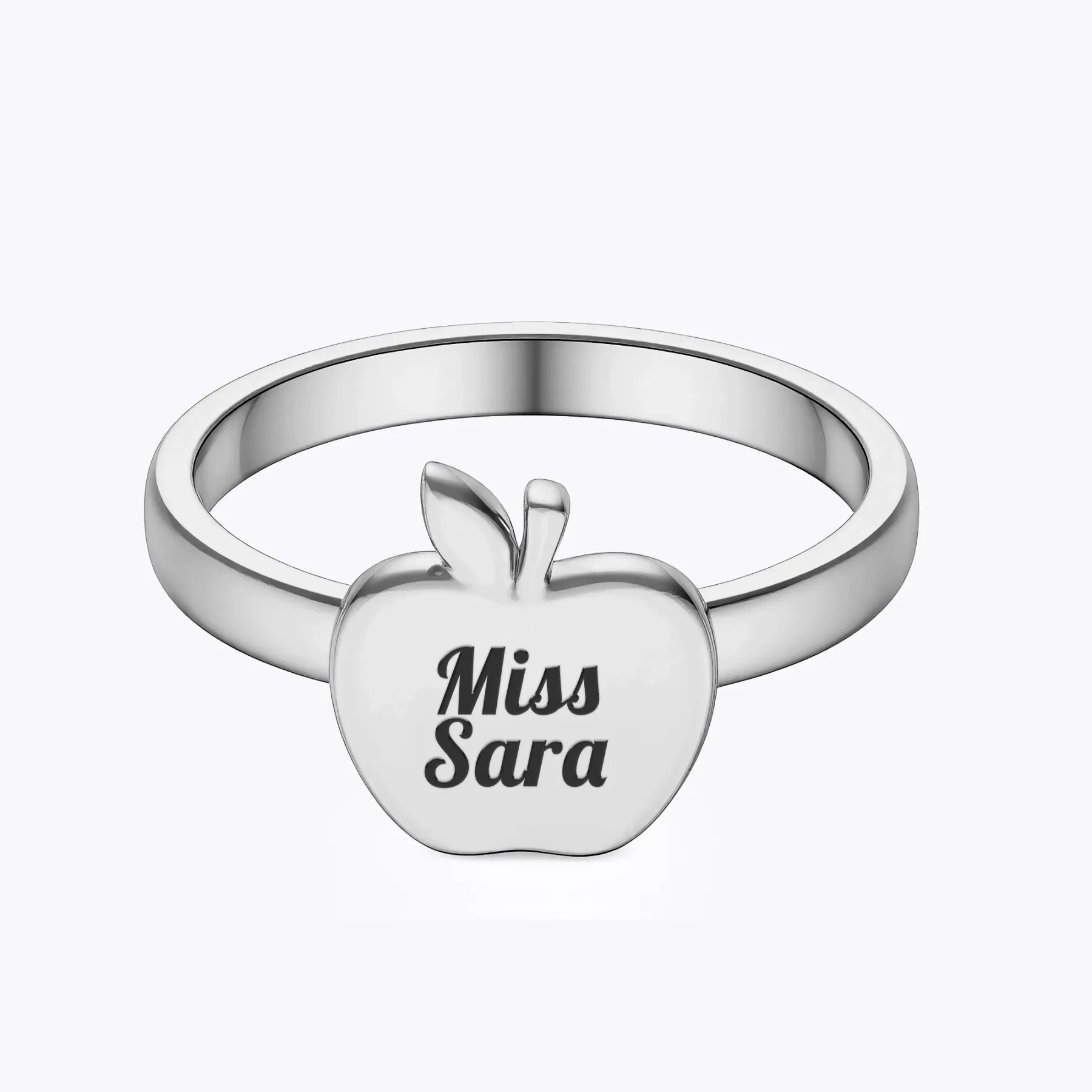 Personalized Apple Shape Ring for Teachers