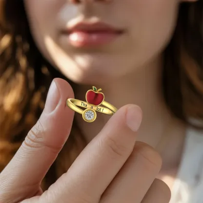 Personalized Birthstone Apple Shape Ring for Teachers