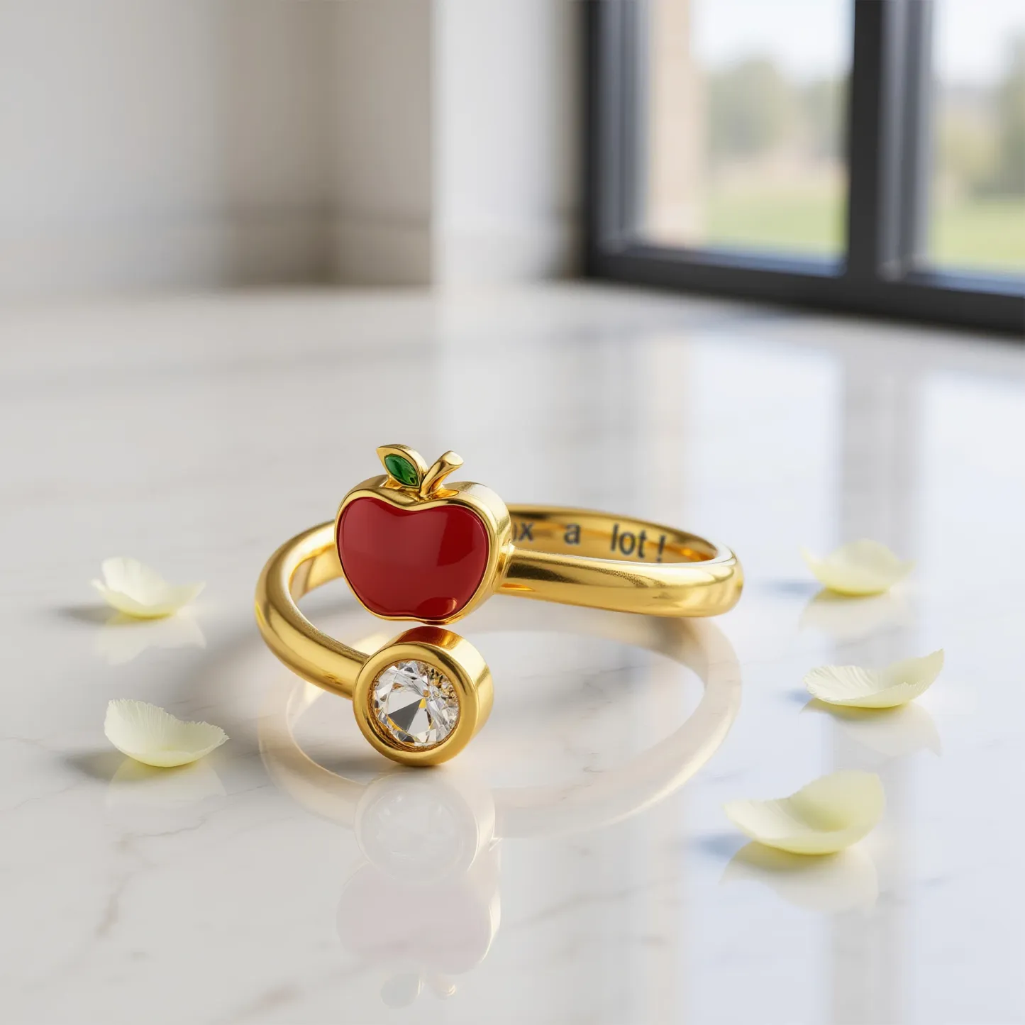 Personalized Birthstone Apple Shape Ring for Teachers
