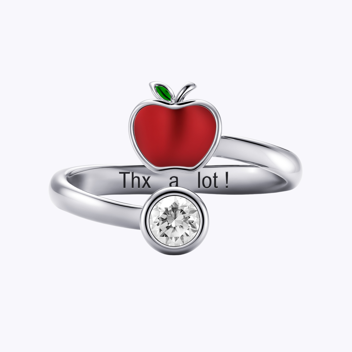 Personalized Birthstone Apple Shape Ring for Teachers
