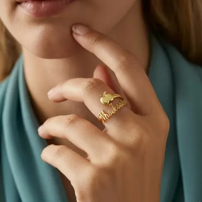 Personalized Name Apple Shape Ring for Teachers
