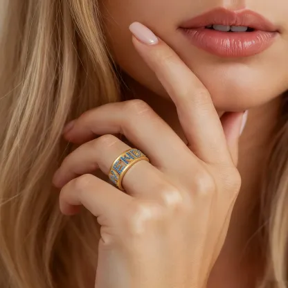 Custom Pavé Birthstone Hollow Name Ring