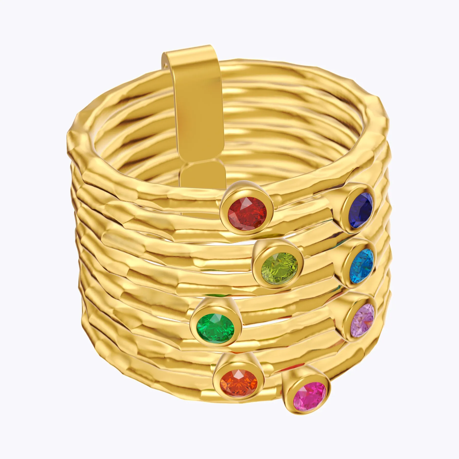 Custom 1-8 Pcs Round Birthstone Ring Set