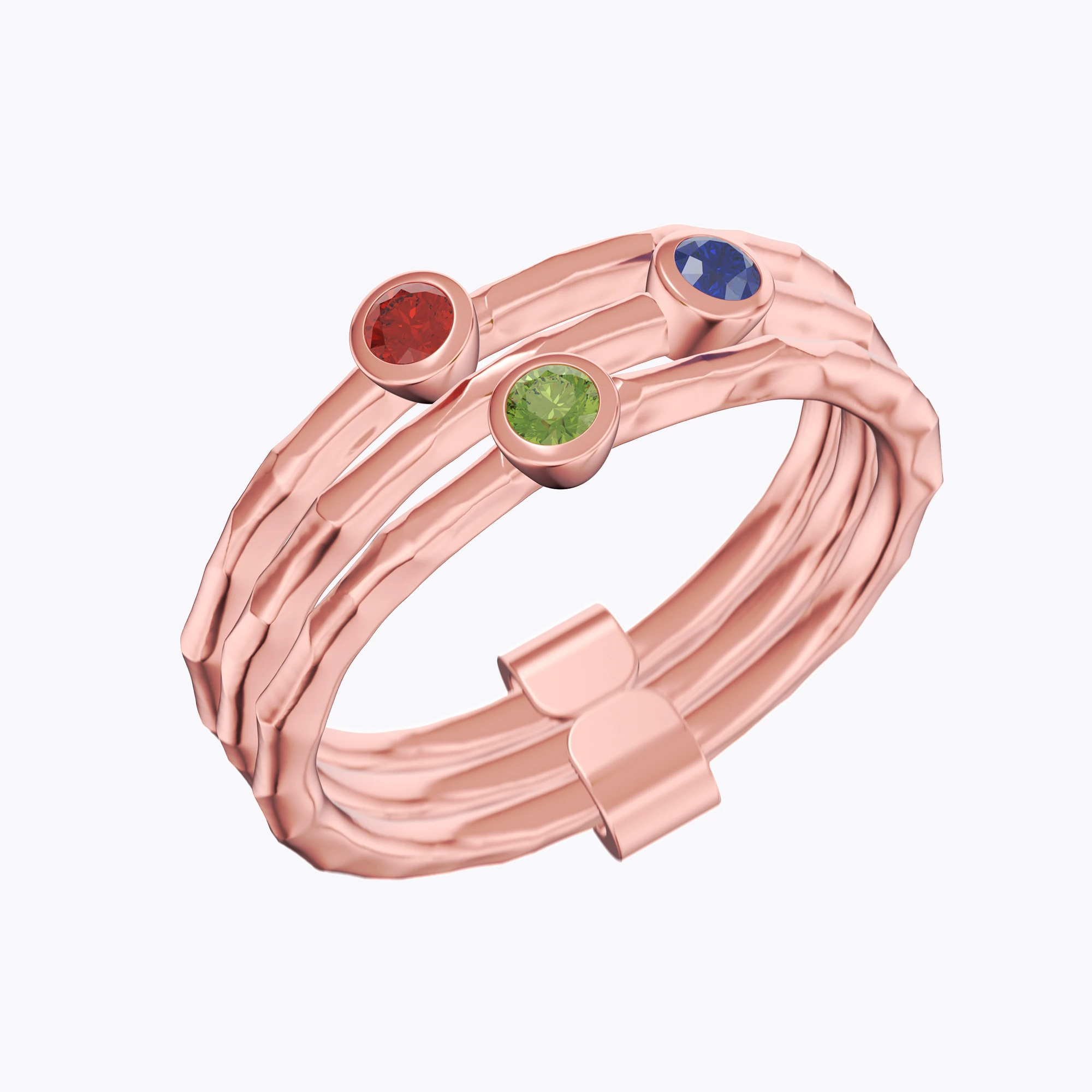 Custom 1-8 Pcs Round Birthstone Ring Set