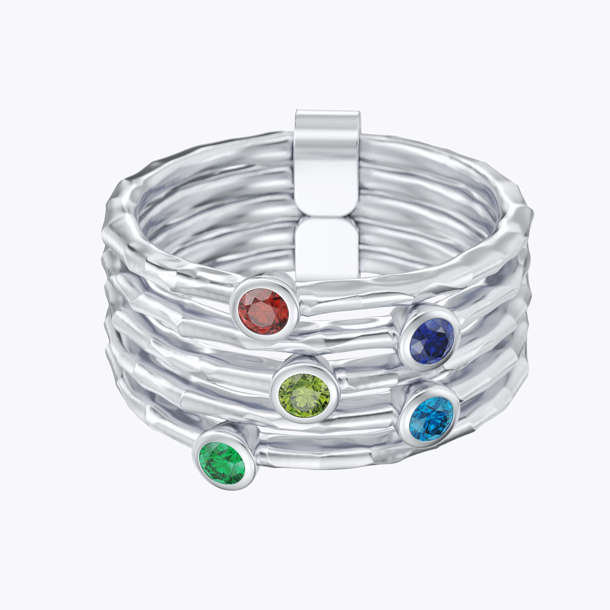 Custom 1-8 Pcs Round Birthstone Ring Set