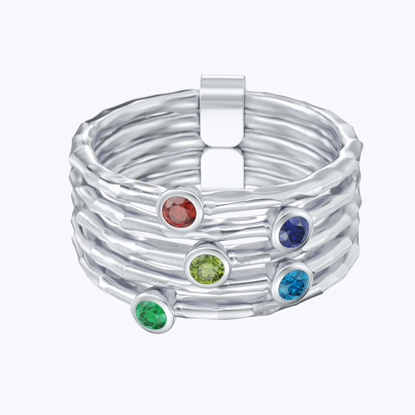 Custom 1-8 Pcs Round Birthstone Ring Set