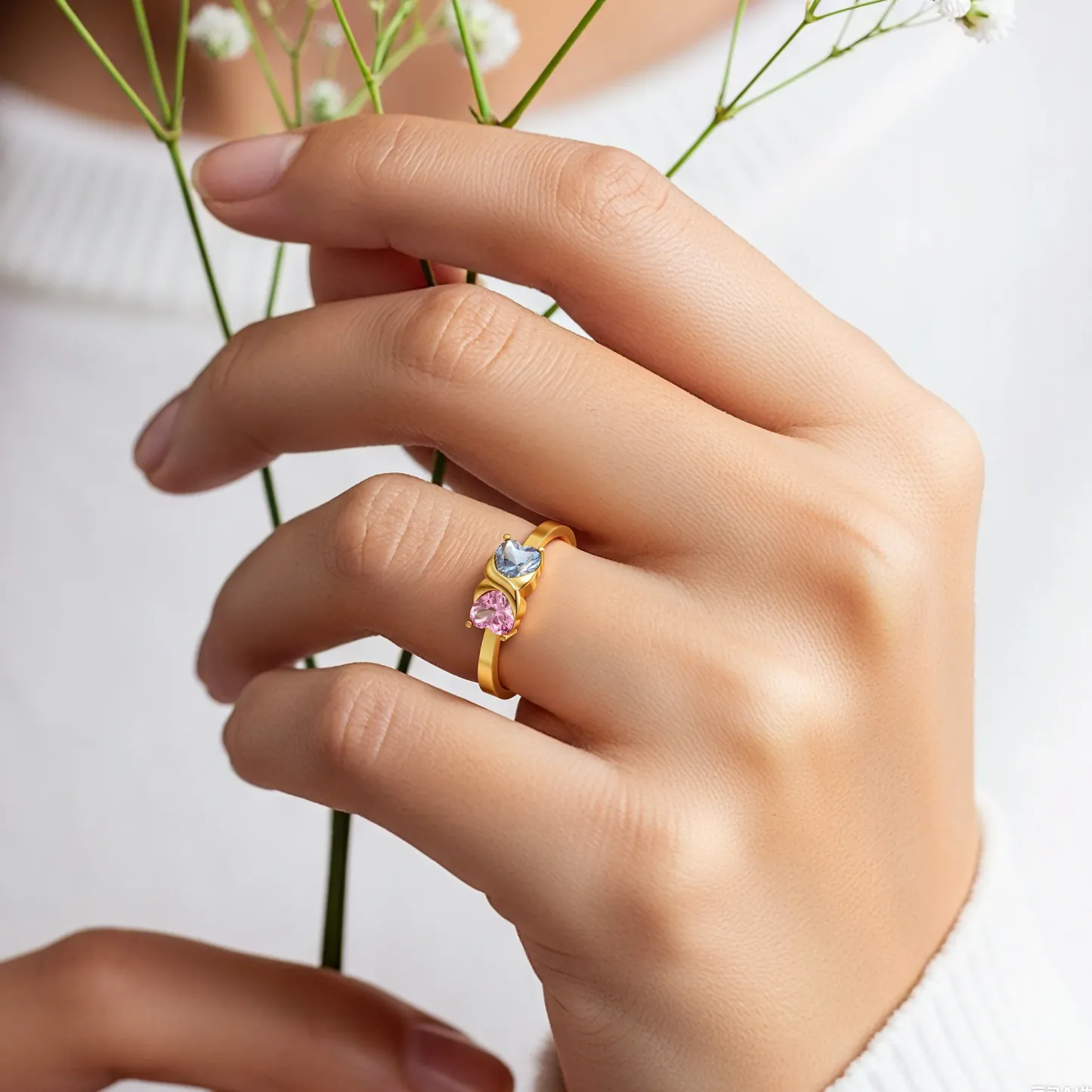 Personalized Infinite Heart Shape Birthstone Ring