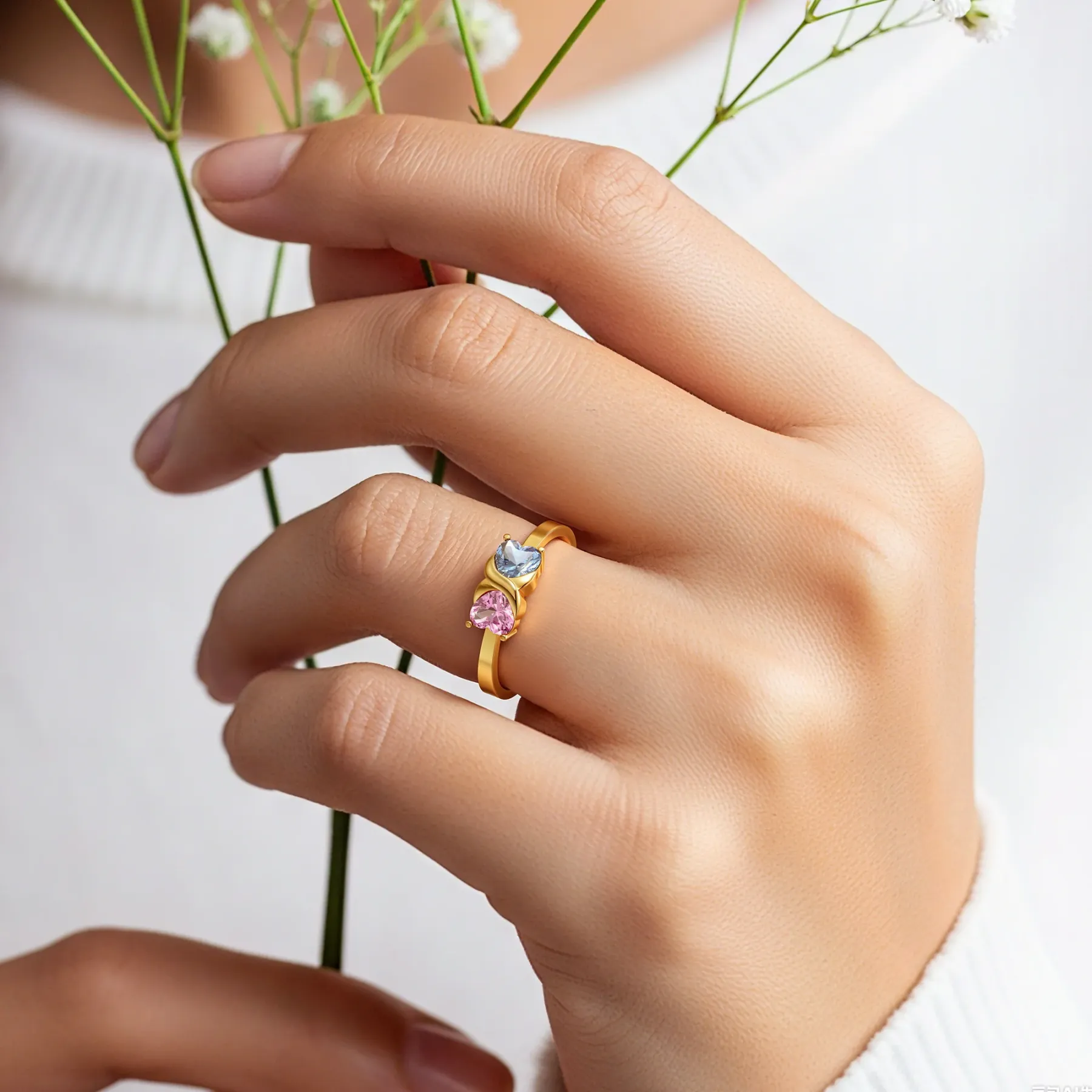 Personalized Infinite Heart Shape Birthstone Ring