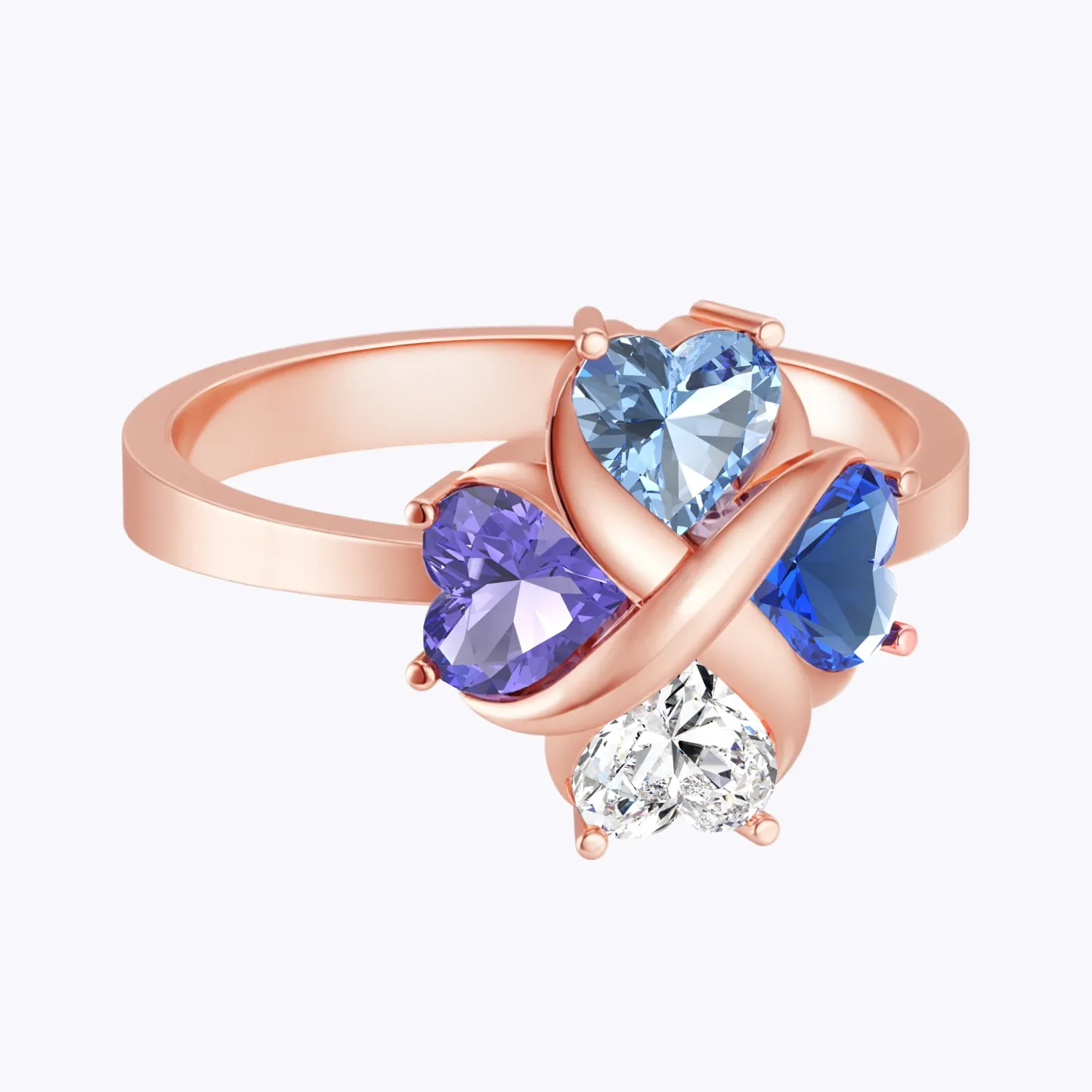 Personalized Infinite Heart Shape Birthstone Ring