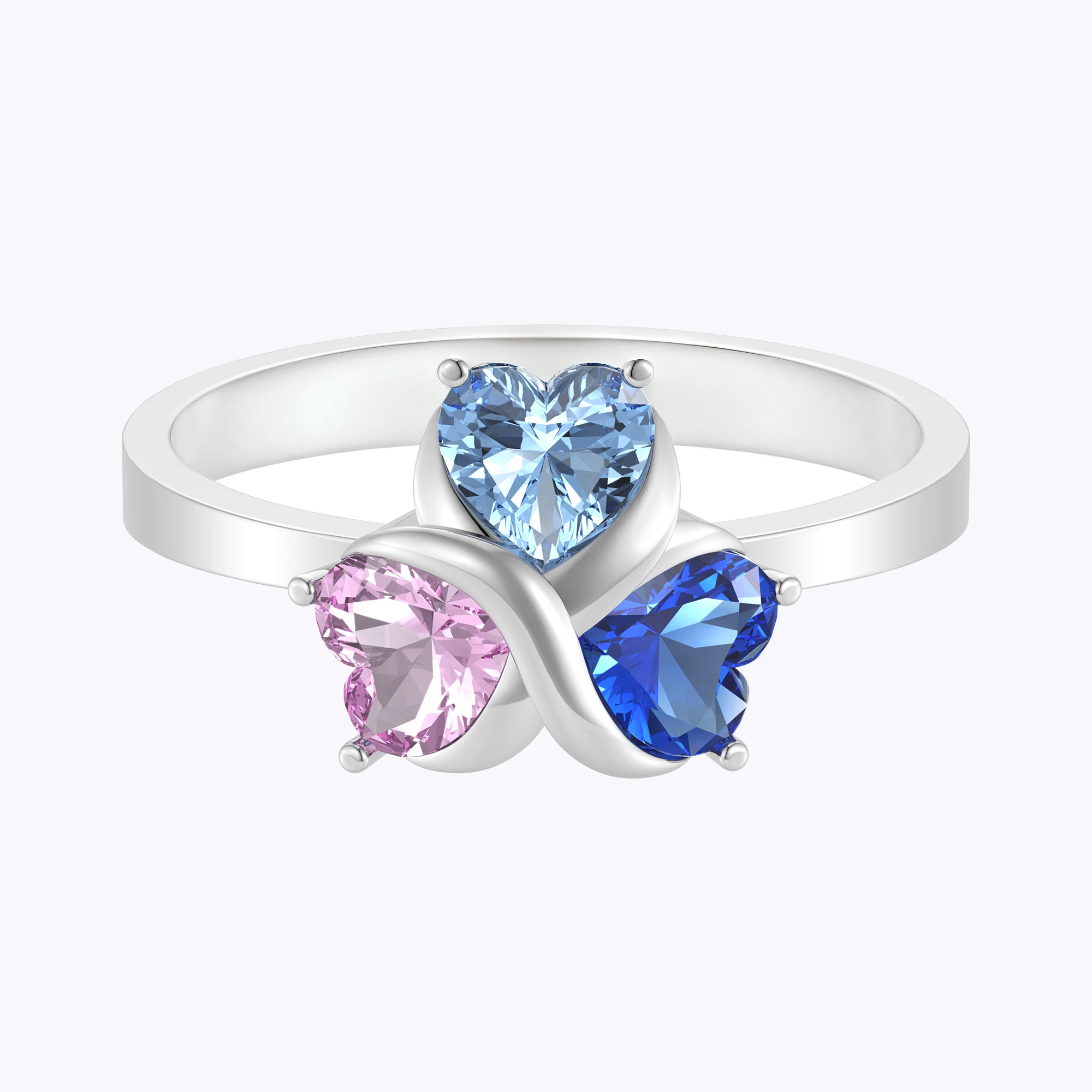 Personalized Infinite Heart Shape Birthstone Ring