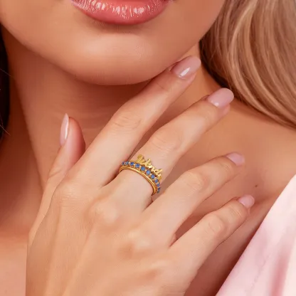 Custom 3 Pcs Name Pavé Ring Set