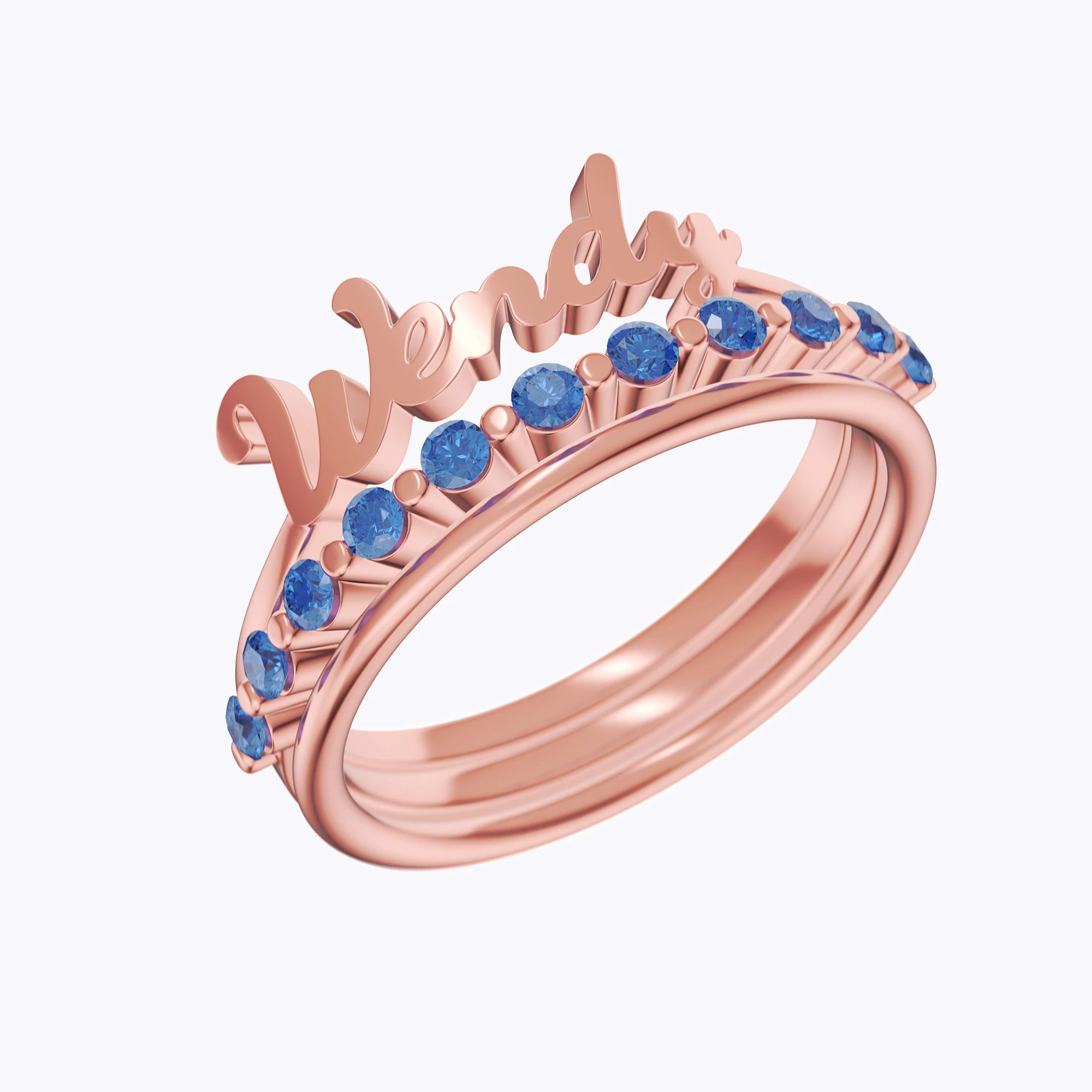 Custom 3 Pcs Name Pavé Ring Set