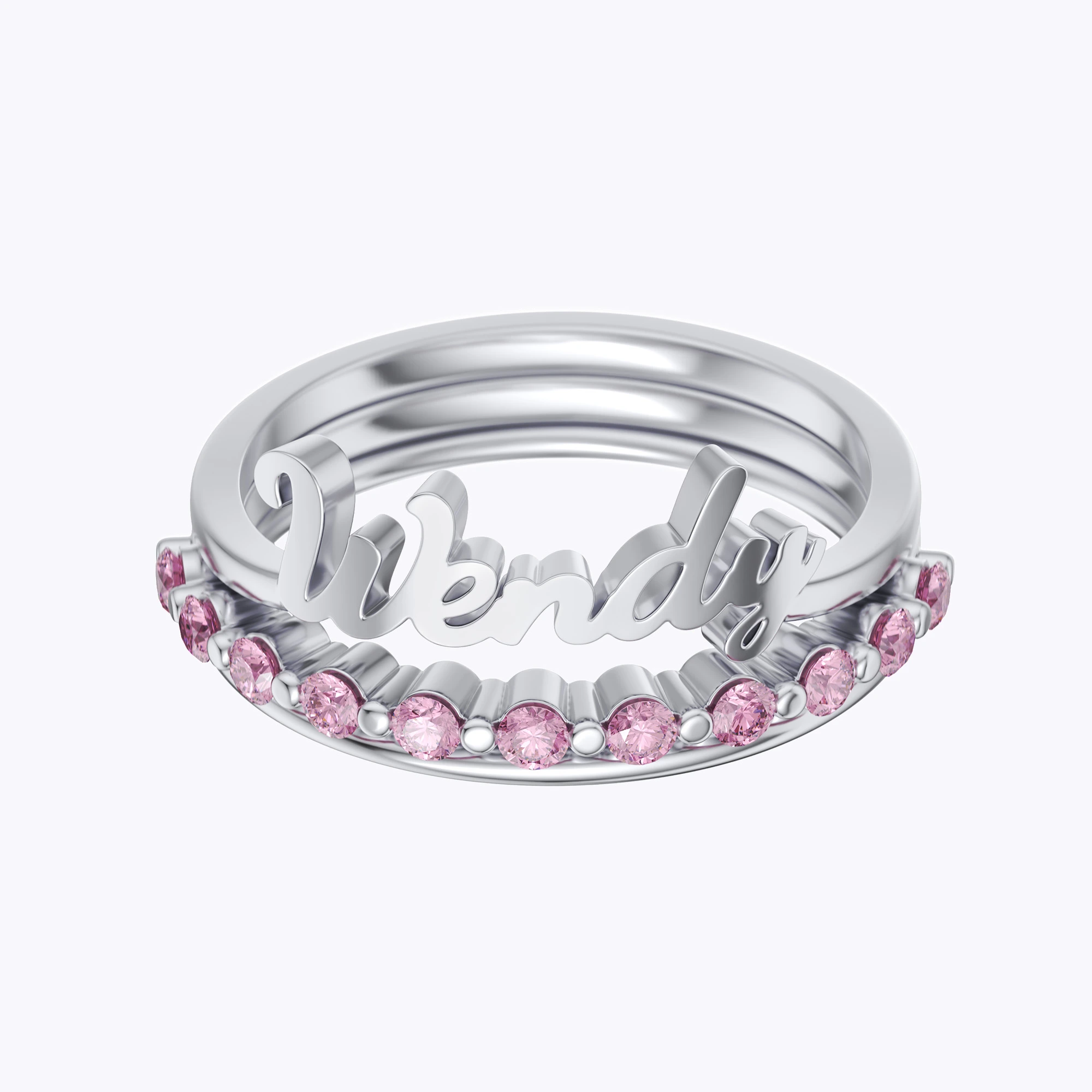 Custom 3 Pcs Name Pavé Ring Set