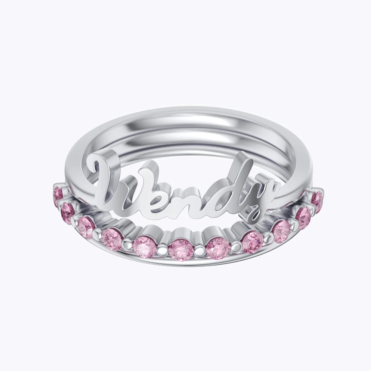 Custom 3 Pcs Name Pavé Ring Set