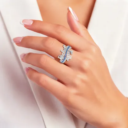 Custom Curved Double Names Ring Set