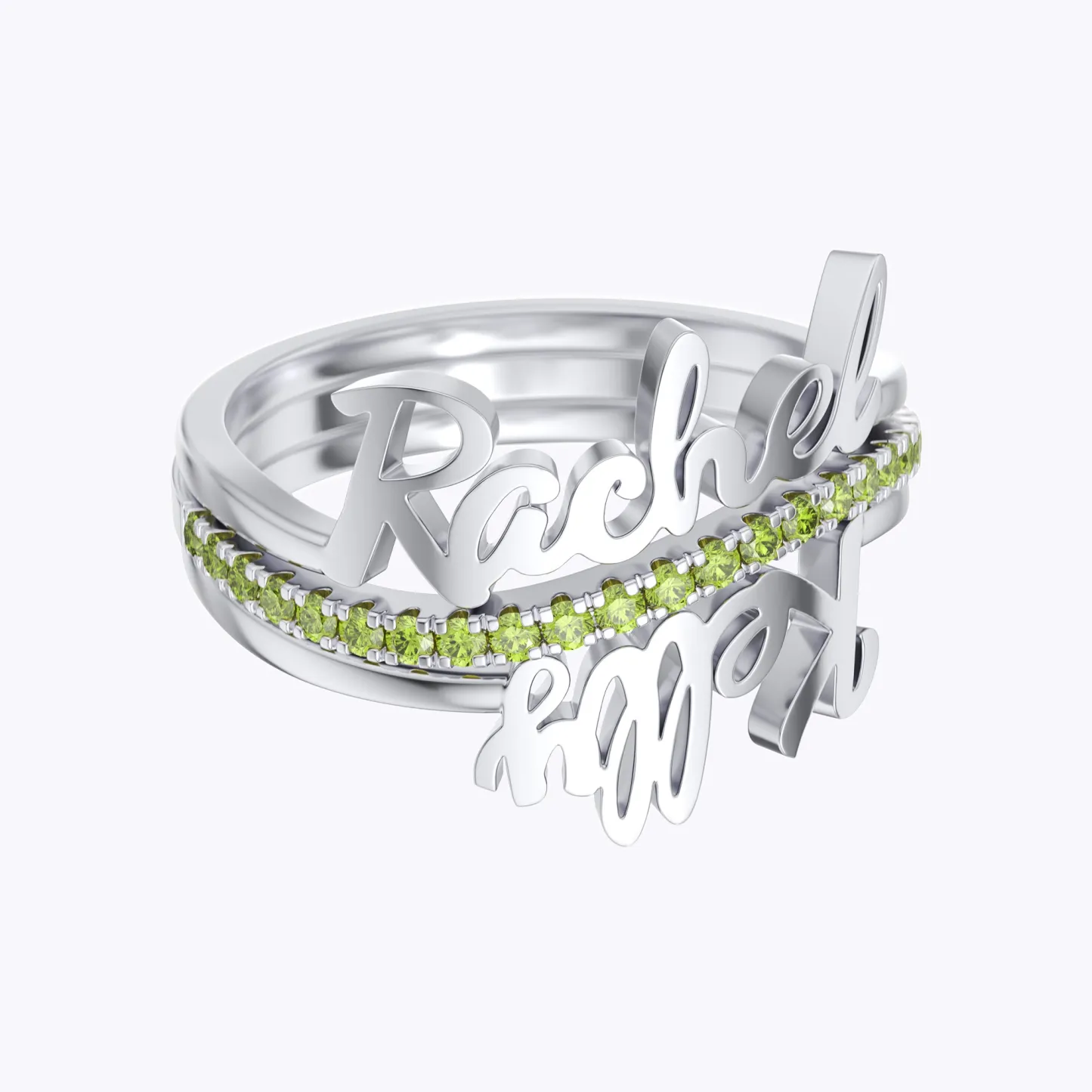 Custom Curved Double Names Ring Set