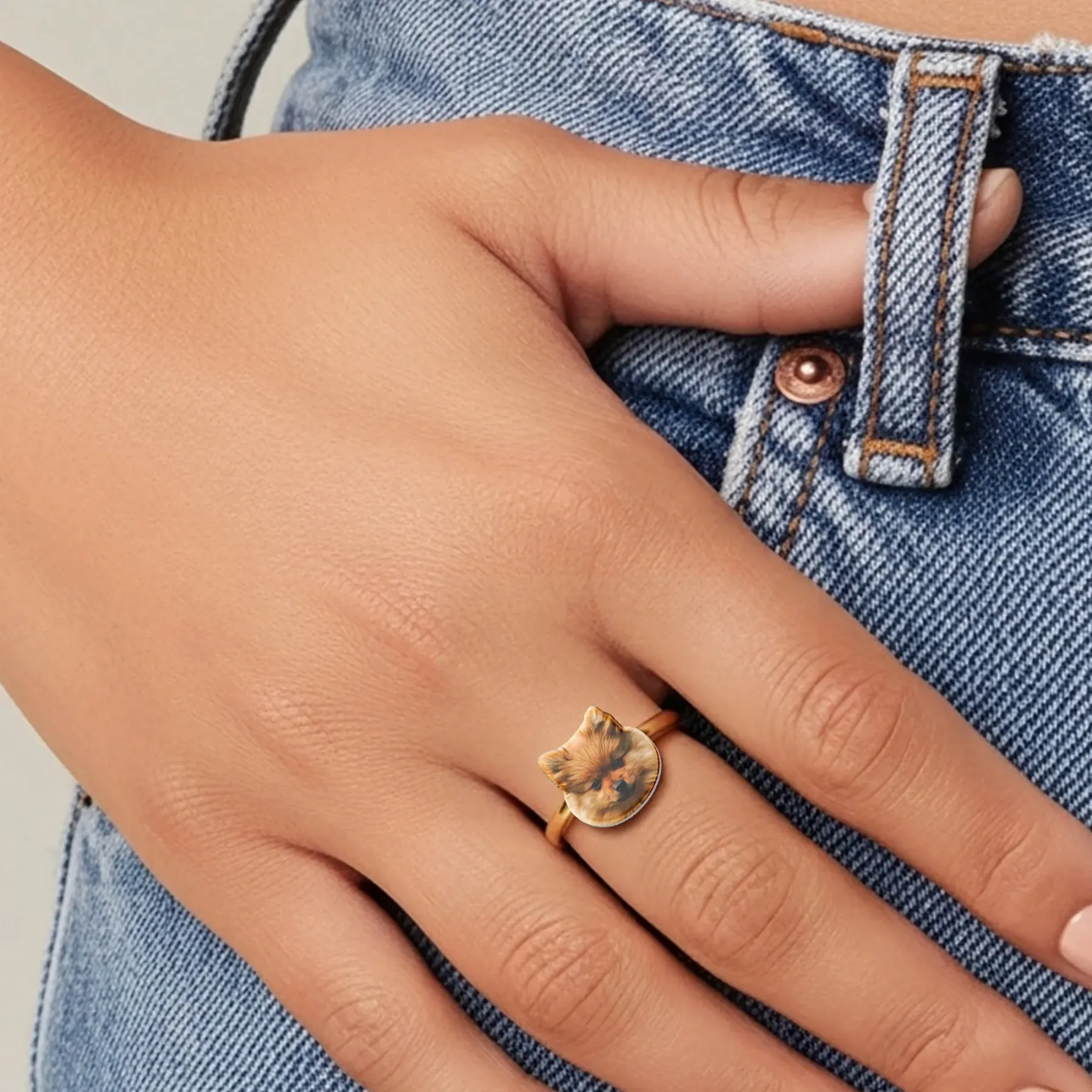 Custom Pet Face Photo Ring