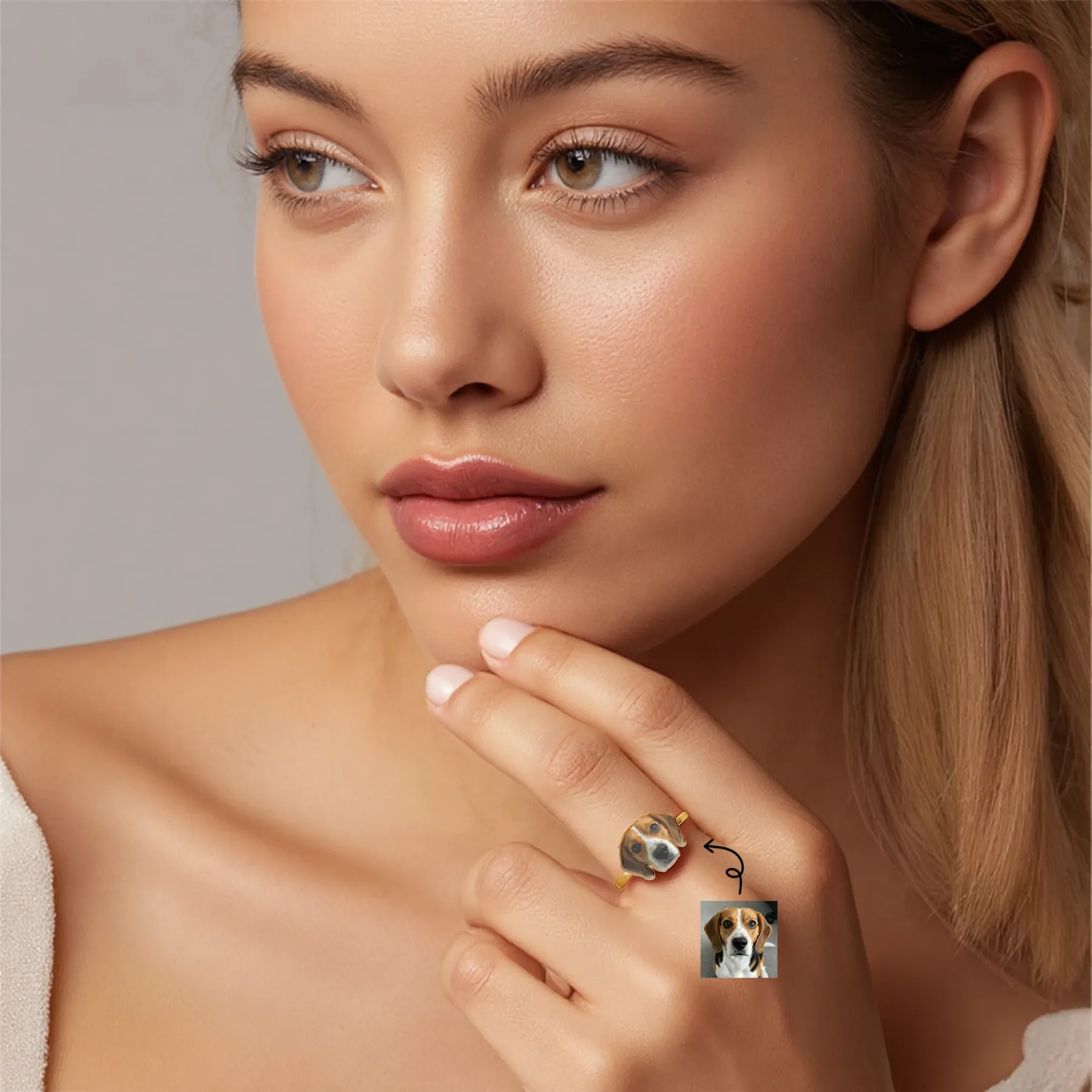 Custom Pet Face Photo Ring