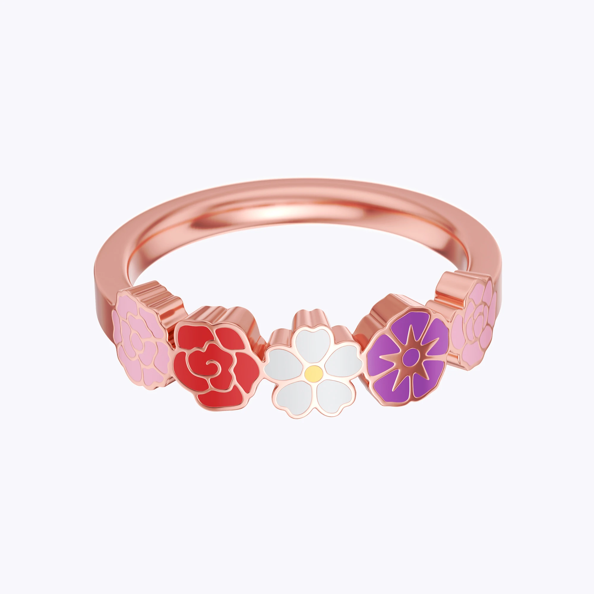 Custom 1-8 Colorful Birth Flower Ring