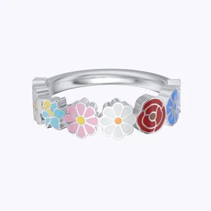 Custom 1-8 Colorful Birth Flower Ring