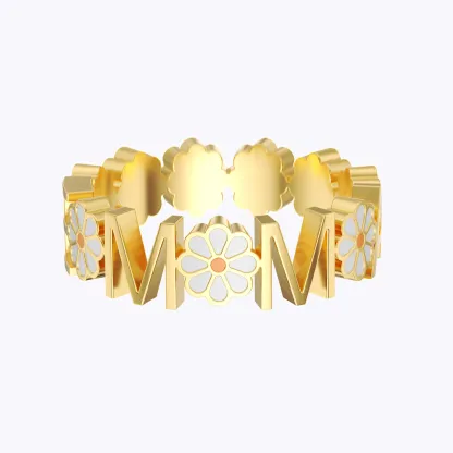 Personalized Colorful Birth Flower Name Ring