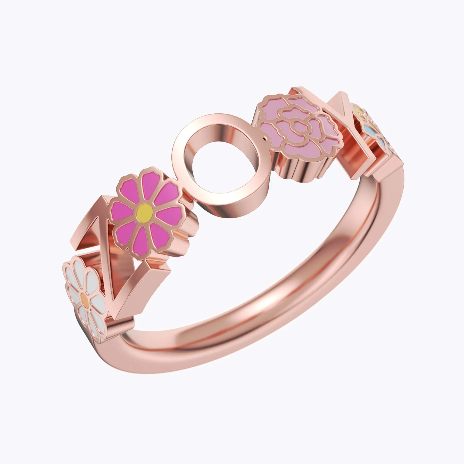 Personalized Name with Birth Flower Ring