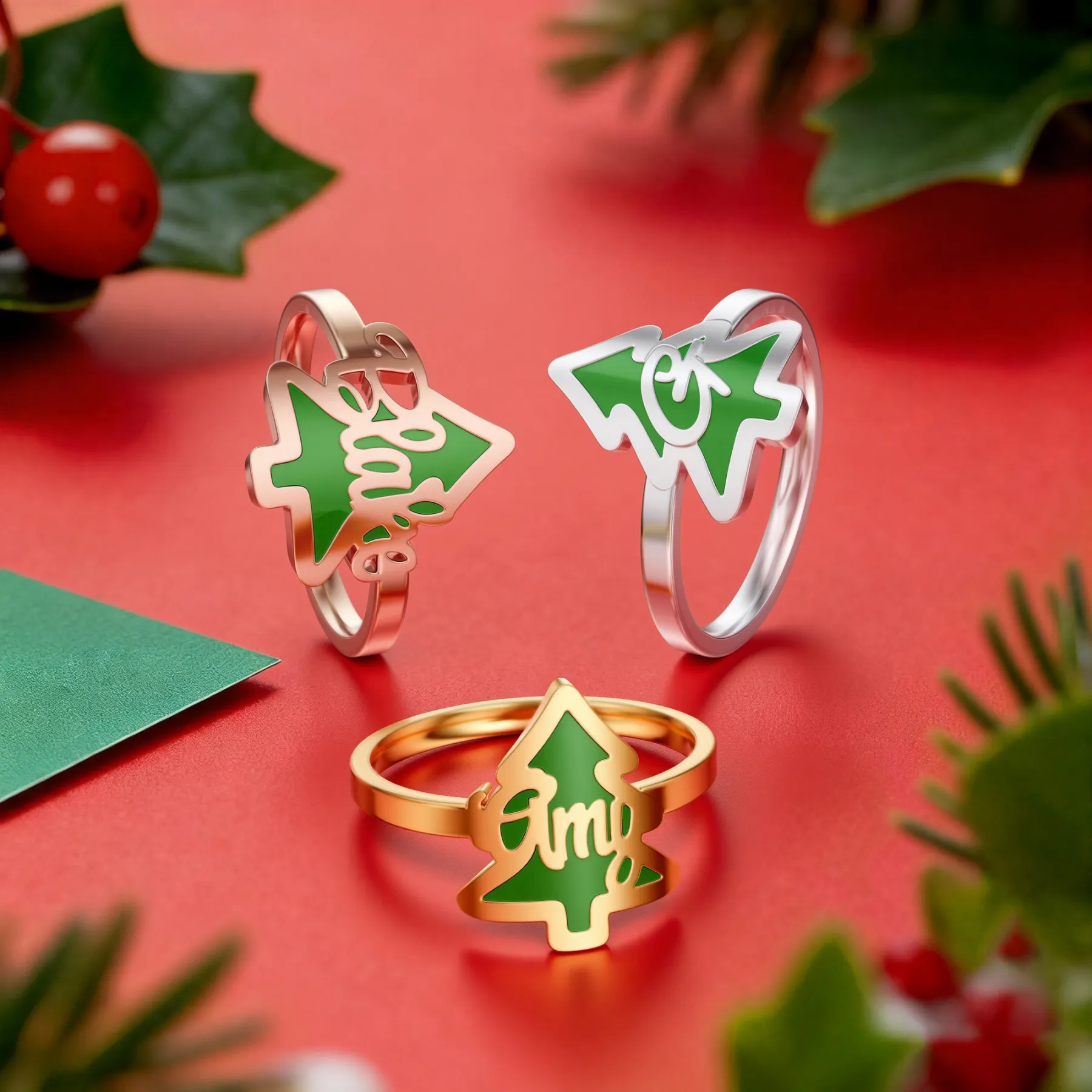 Personalized Name Christmas Tree Ring