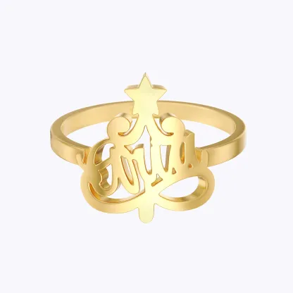 Personalized Christmas Tree Name Ring
