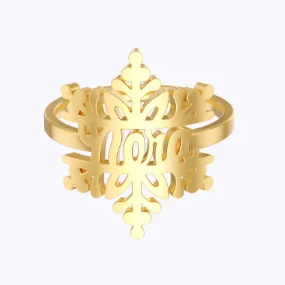 Personalized Snow Snowflake Tree Name Ring