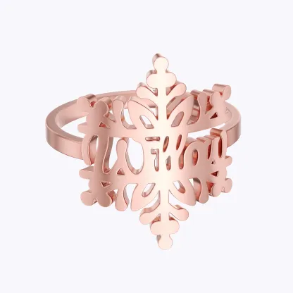 Personalized Snow Snowflake Tree Name Ring
