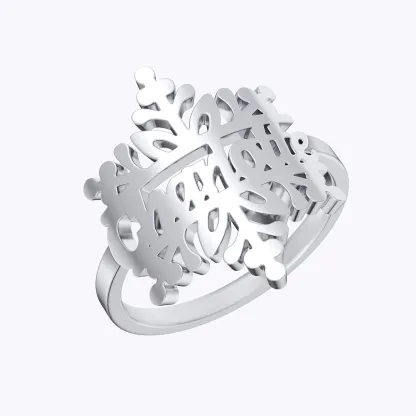 Personalized Snow Snowflake Tree Name Ring