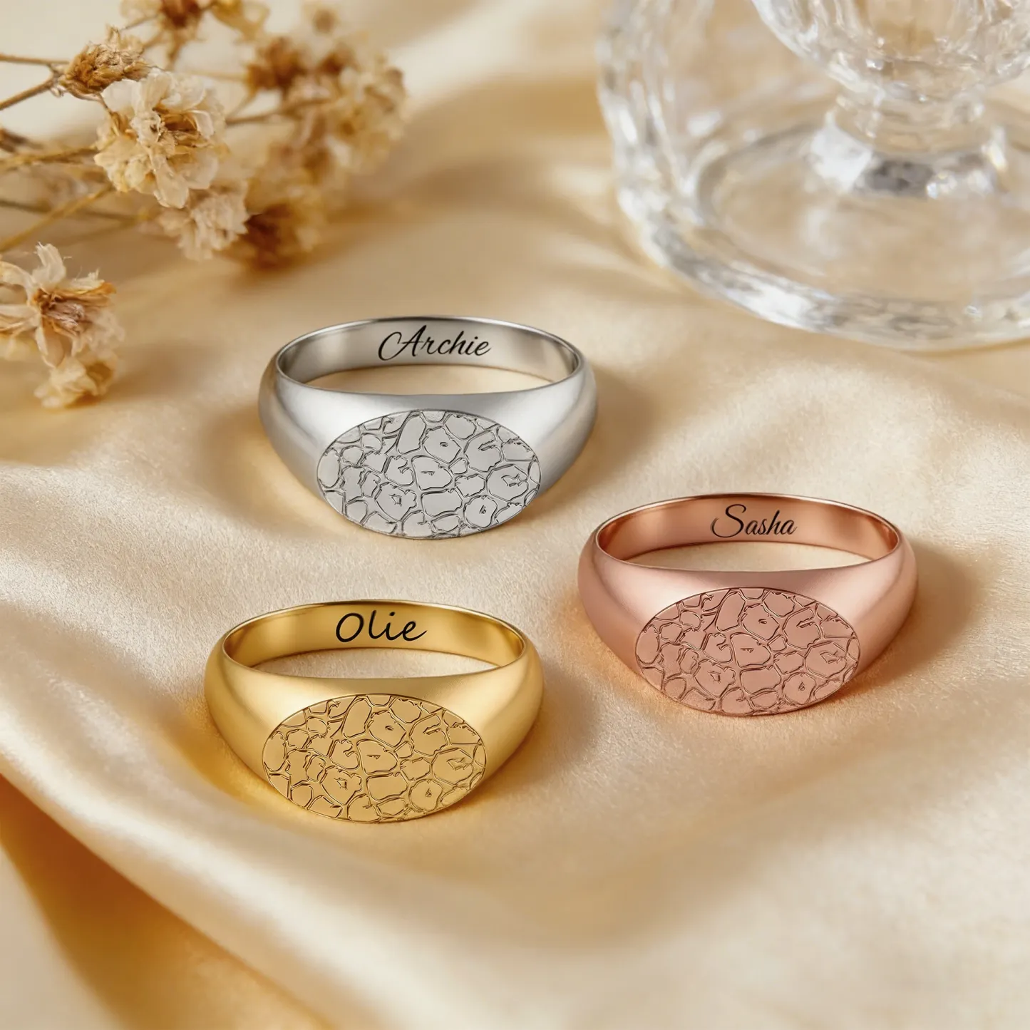 Custom Dog Cat Nose Print Rings with Name