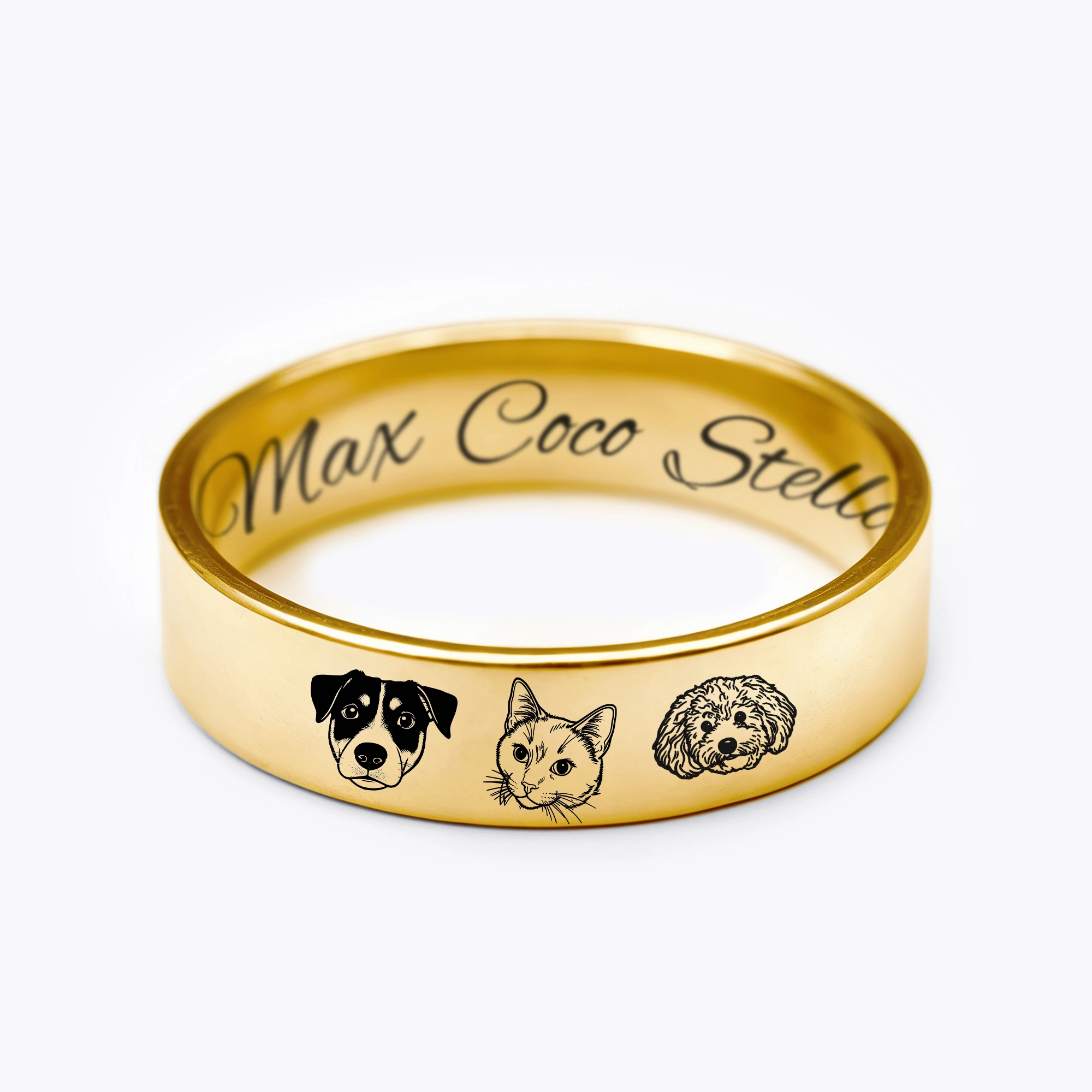 Custom 1-8 Pet Face with Name Ring