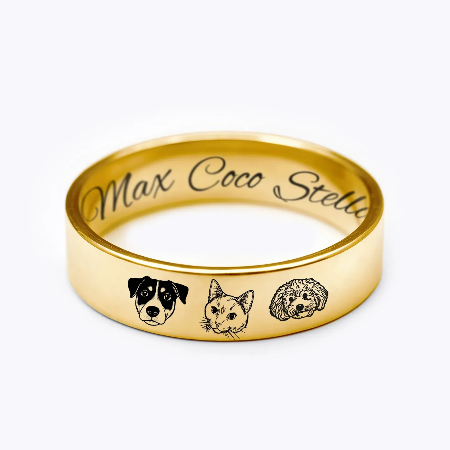 Custom 1-8 Pet Face with Name Ring