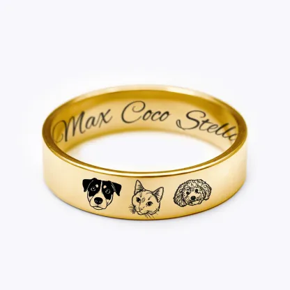 Custom 1-8 Pet Face with Name Ring