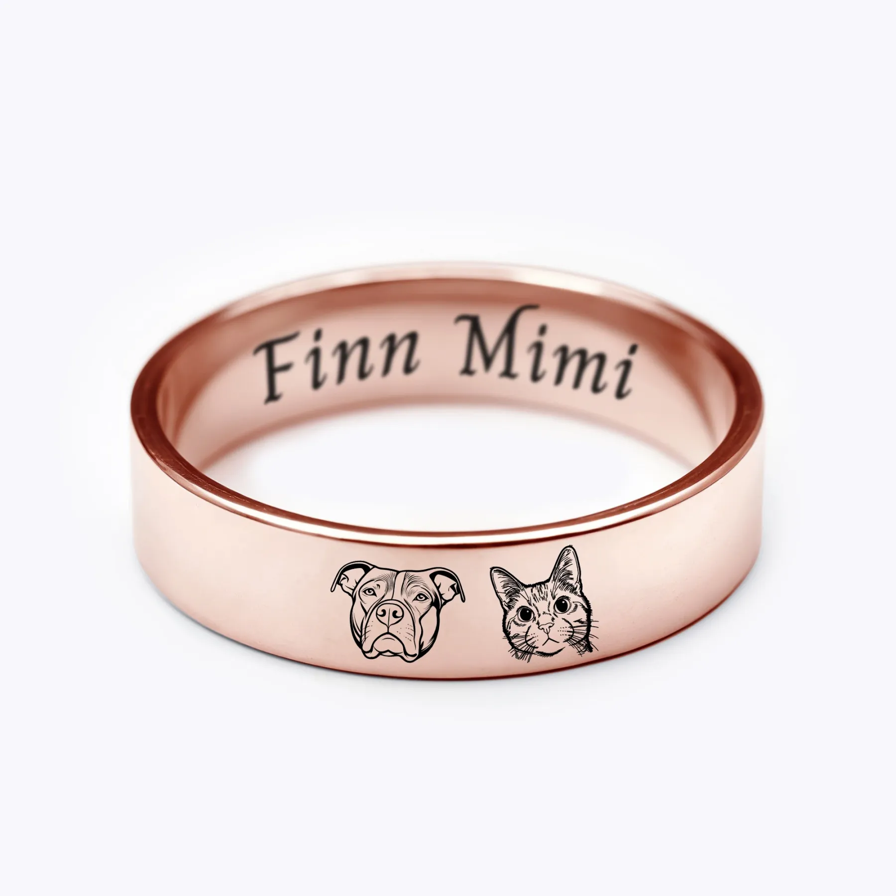 Custom 1-8 Pet Face with Name Ring