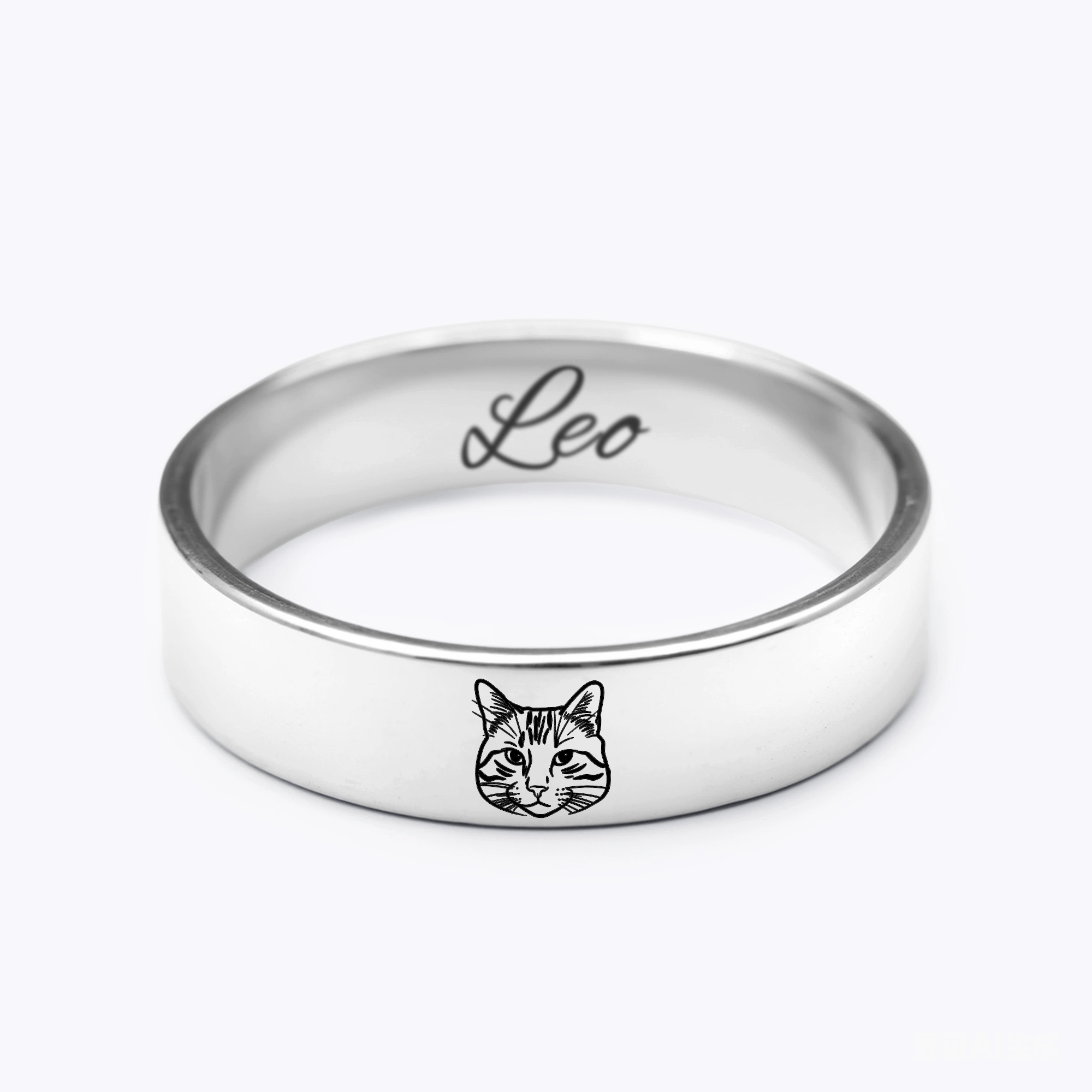 Custom 1-8 Pet Face with Name Ring