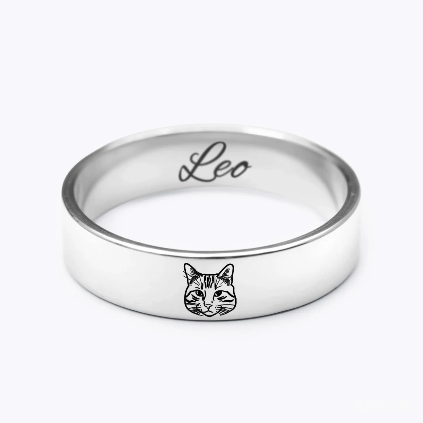 Custom 1-8 Pet Face with Name Ring