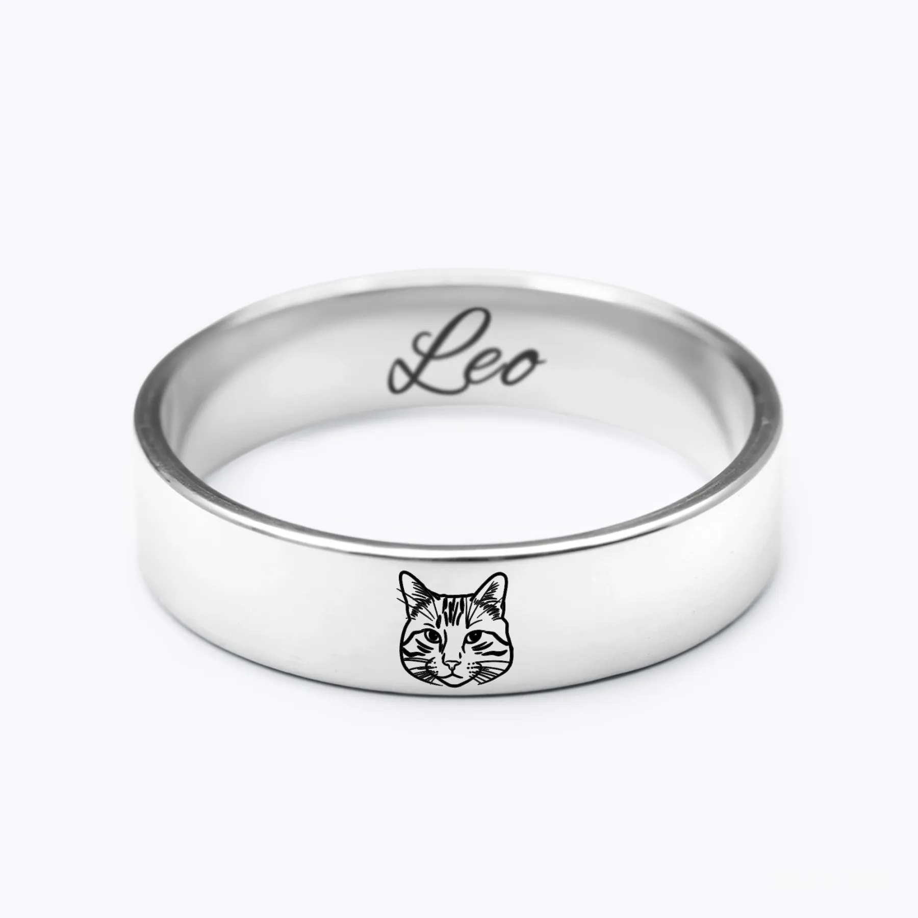 Custom 1-8 Pet Face with Name Ring